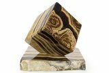Swirling Polished Chocolate Calcite Cube w/ Base - Pakistan #334976-1